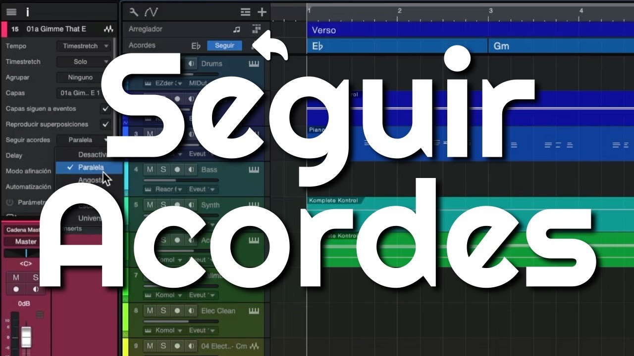 Seguir Acordes. Rapidines de Studio One. Audio y MIDI.