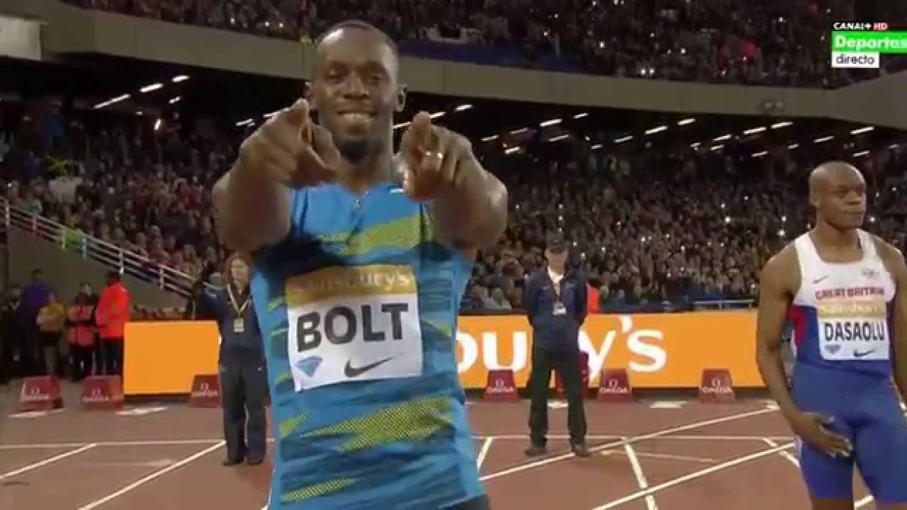 9.87 (-0.8m/s) Usain BOLT 100m Final Sainsbury's Anniversary Games London 24.07.2015