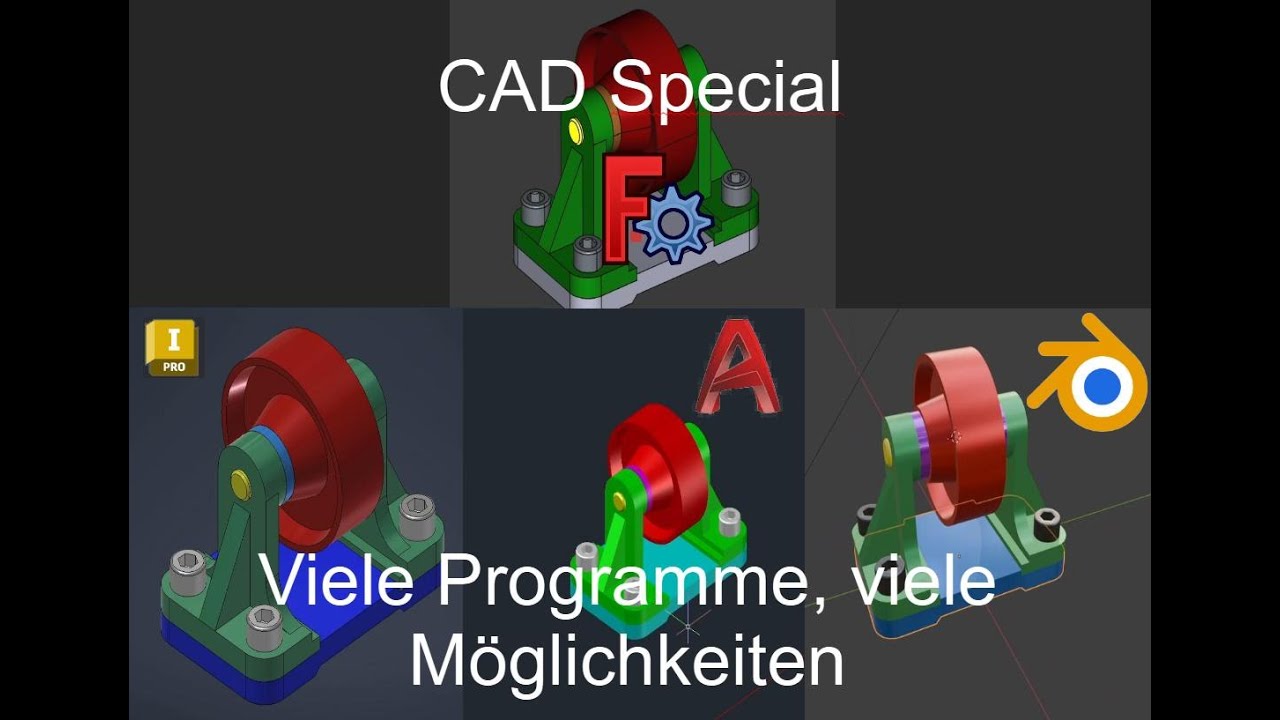 4 Programme, 1 Bauteil: Der Workflow im Live-Vergleich! (Inventor, AutoCAD, FreeCAD, Blender)