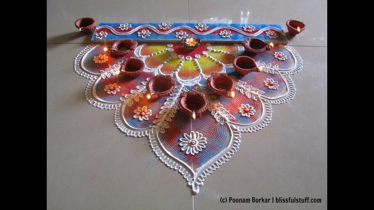 Innovative and beautiful rangoli using quilling comb | Diwali special easy rangoli with colors