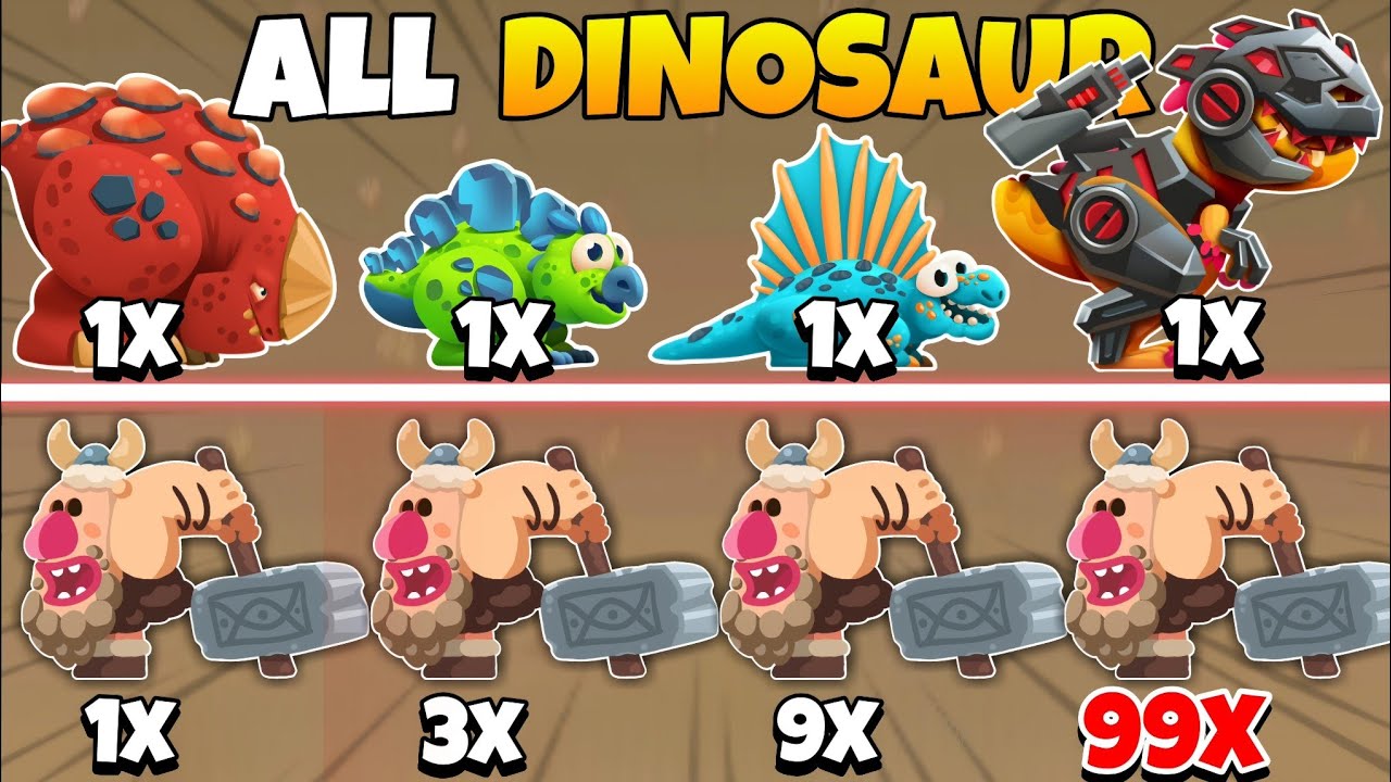 Dino Bash 2 Travel Thru Time - All Dinosaur vs 99x Caveman Army - Who Will Win ?