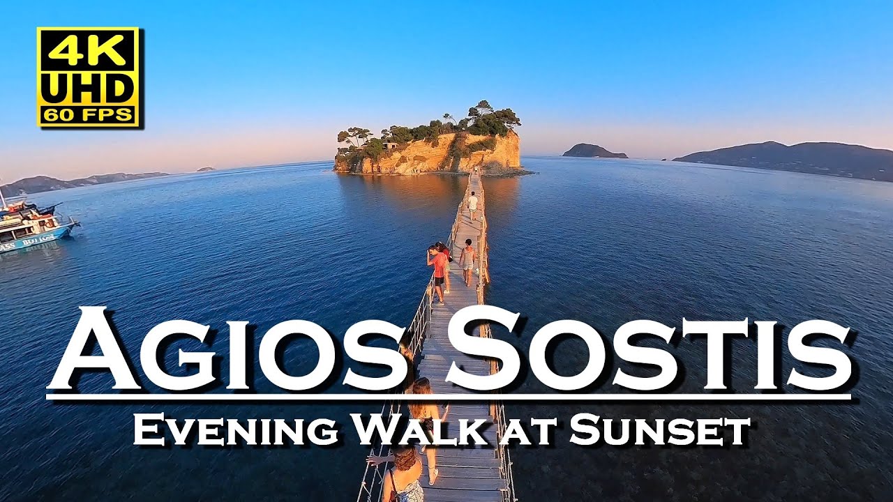 Agios Sostis, Cameo Island, Zakynthos Beach Evening Walk at Sunset 💖 4K 60fps UHD 👀 The Best Places