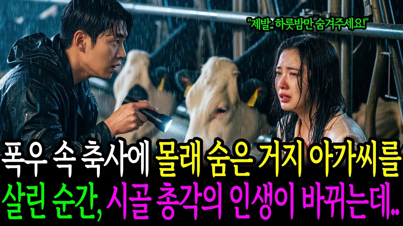 “제발 하룻밤만 숨겨주세요.” 폭우 속 축사에 몰래 숨은 거지 아가씨를 살린 순간, 시골 총각의 인생이 바뀌는데..ㅣ노후사연ㅣ감동사연ㅣ사연라디오ㅣ오디오북