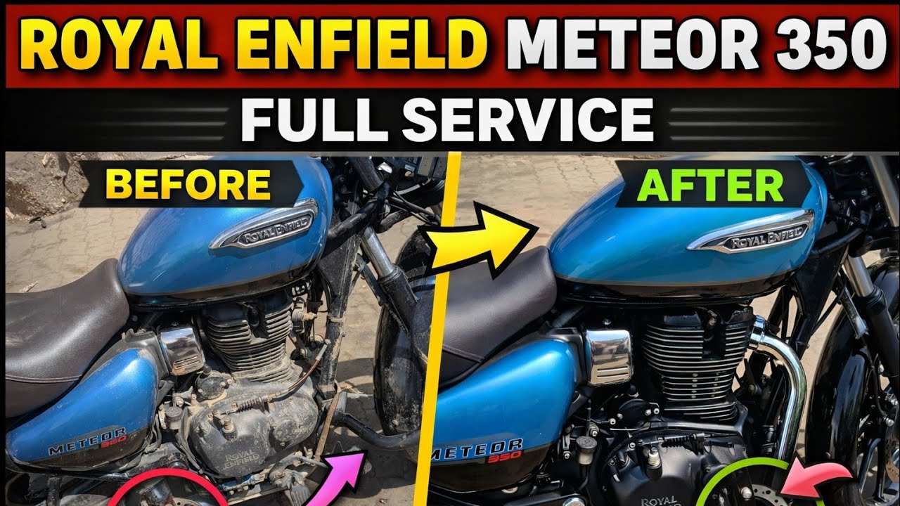 🔵 ROYAL ENFIELD METEOR 350🛠️ Full Service⚡ Front Shocker Repair🛑 Brake Problem Solution⚙️ Gear Hard 