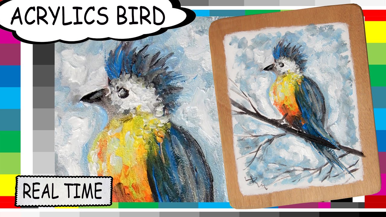 BIRD painting acrylics (real time) / PTICA slikanje  likovni123