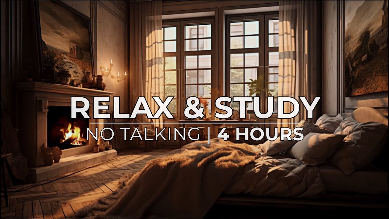 4 Hour Warm Fireplace Ambience 🔥 Relaxing Fire Sounds with Piano Music for Sleep and Inner Calm