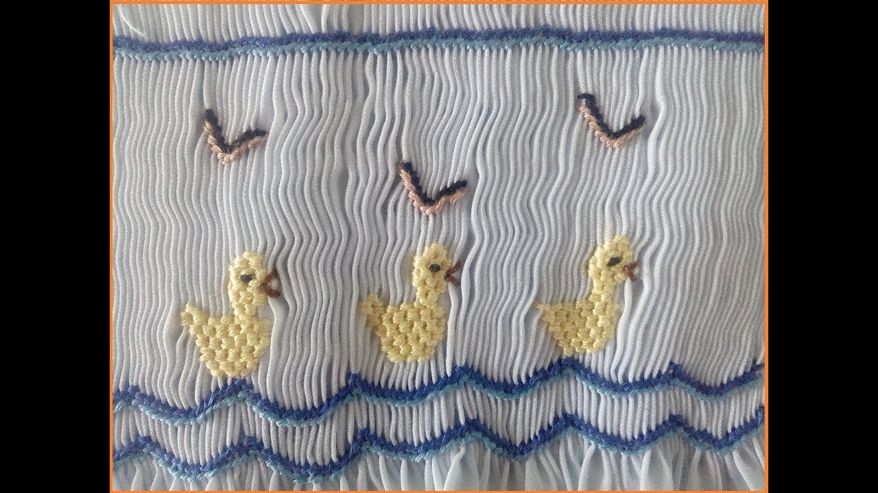 Bordado nido de abeja ó punto smock - Paso a paso - Patitos