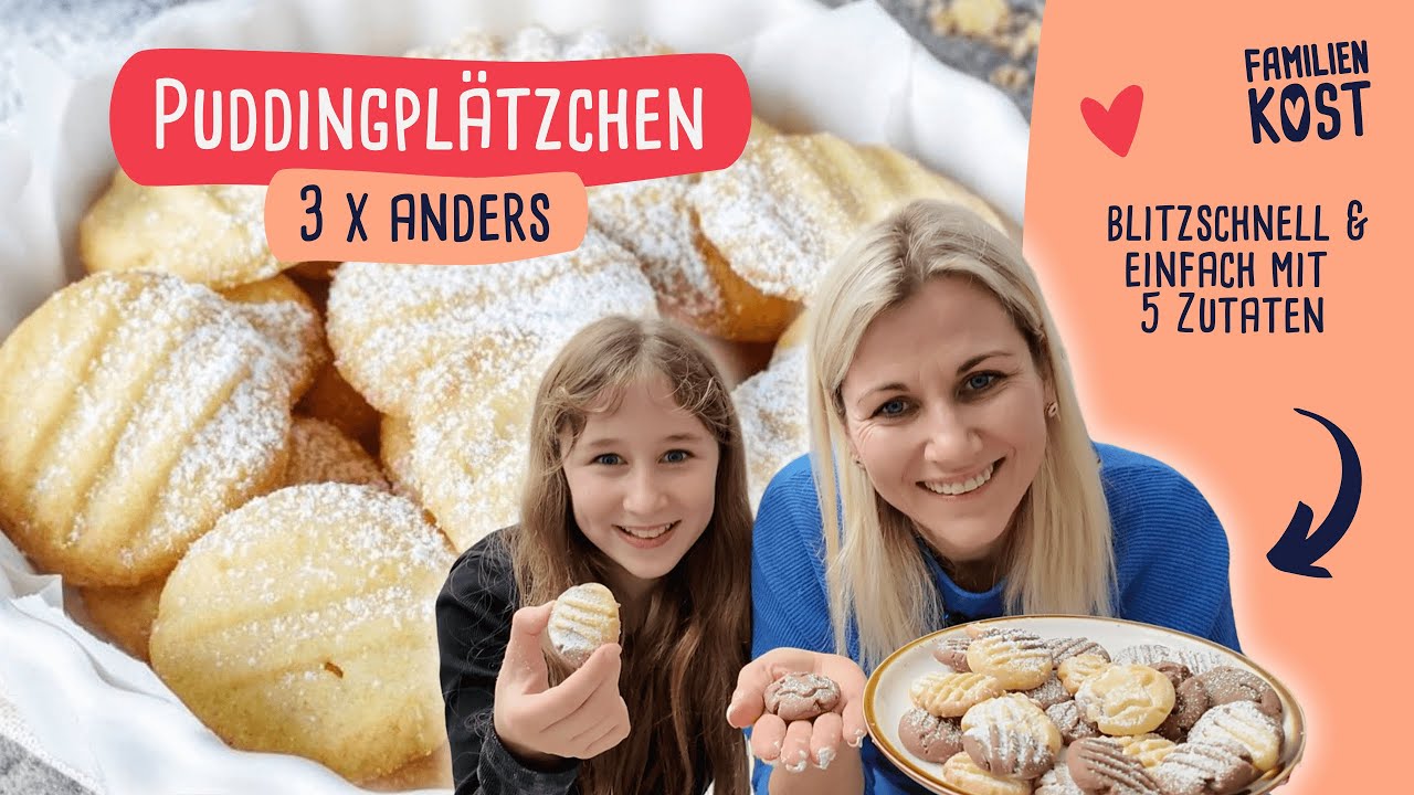 Puddingplätzchen 3x anders - dieses einfache Rezept mit Vanille & Schoko musst du probieren