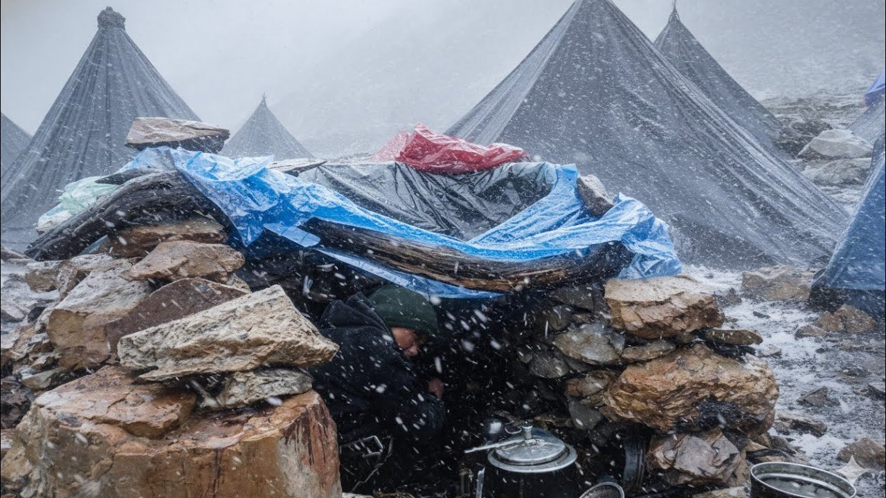 This Cabin Saved We In A Deadly Snowstorm | Living A Teant And Cave Himalayan village  Documentary🇳🇵