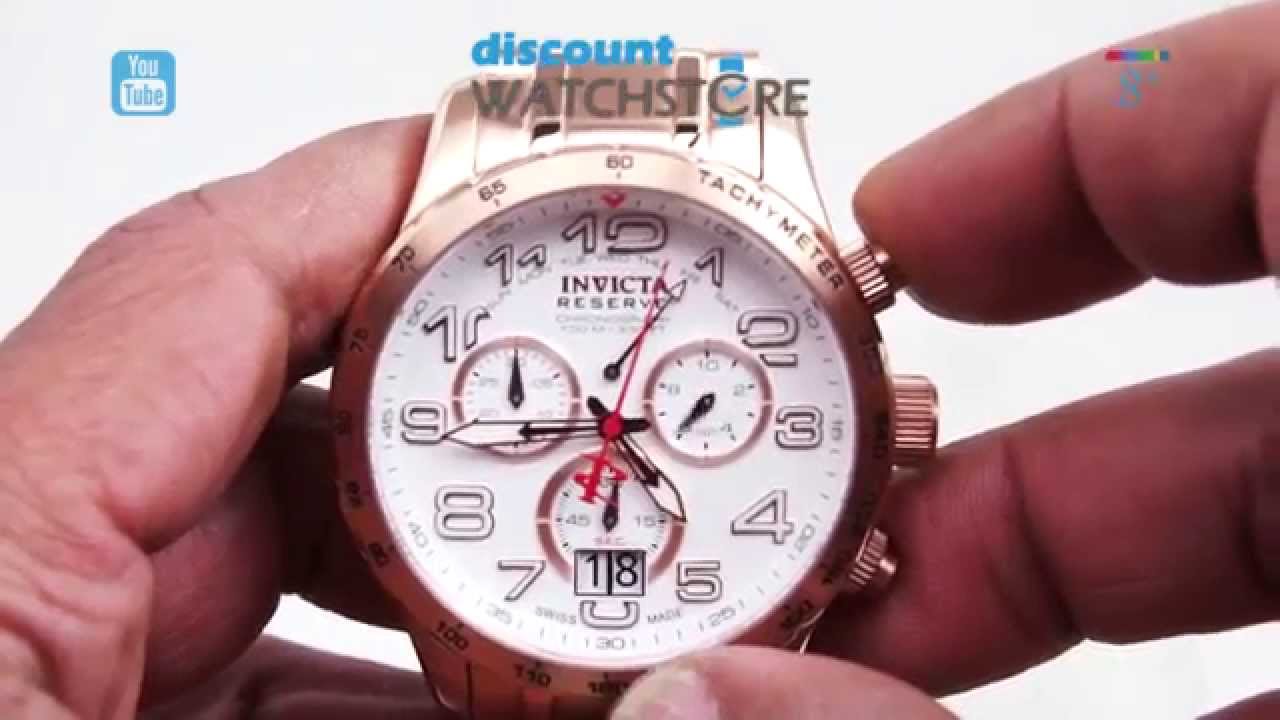 Invicta 10743 Men's Military White Dial Rose Gold Steel Bracelet Chronograph Watch Review Video