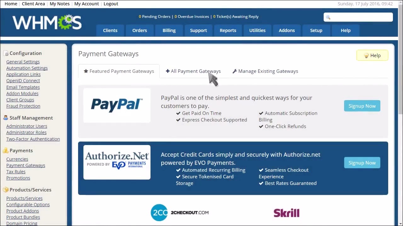 How to Setup Payment Gateways in WHMCS - WHMCS How-to