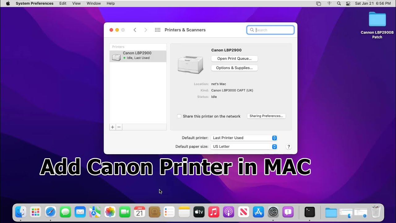 Как добавить принтер Canon LBP2900 в MAC