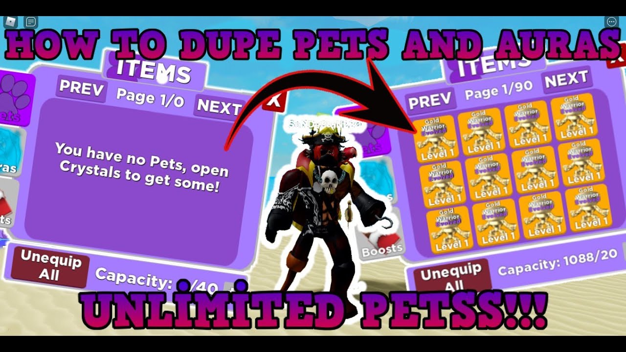 🌊*UNLİMİTED PETS*💪 HOW to DUPE PETS in Muscle Legends (Not Fake) - 1000 OG Gold Warrior