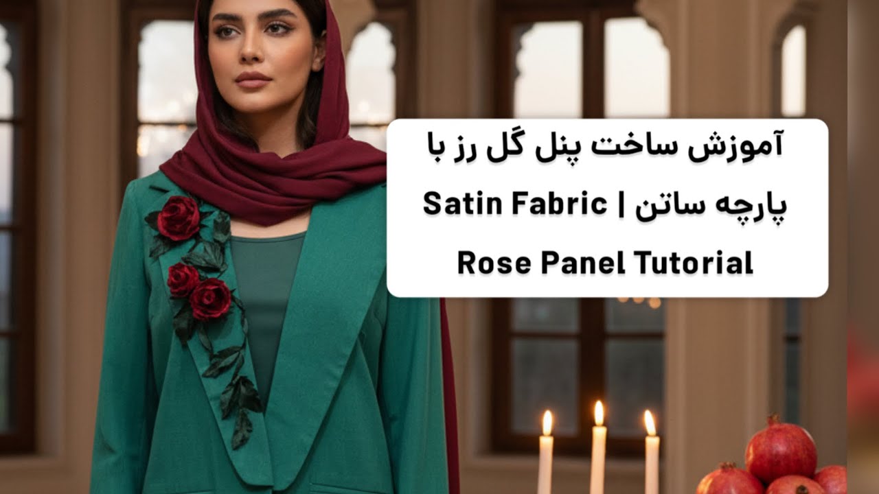 آموزش ساخت پنل گل رز ساتن برای تزیین لباس | Satin Rose Applique Tutorial for Dress Embellishment