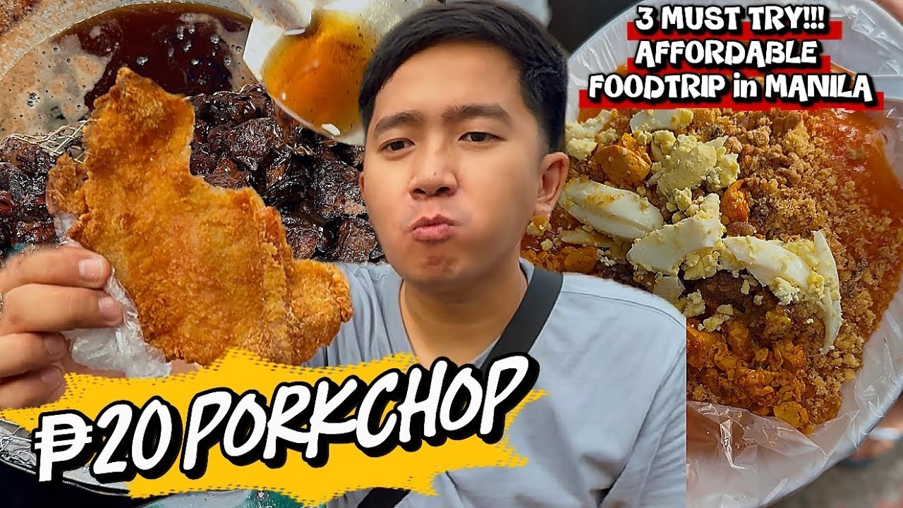 20 PESOS PORK CHOP in TONDO | 3 MUST TRY AFFORDABLE FILIPINO STREET FOOD in MANILA | Kafodtrip