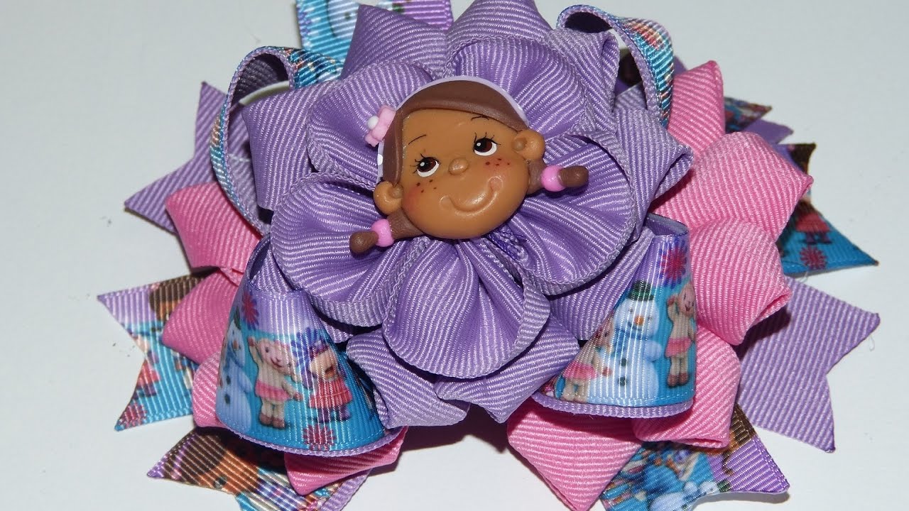 Como hacer Moños Boutiques Dra Juguetes, Diy Moños fáciles Listón Gros,Flores hermosas Tutorial