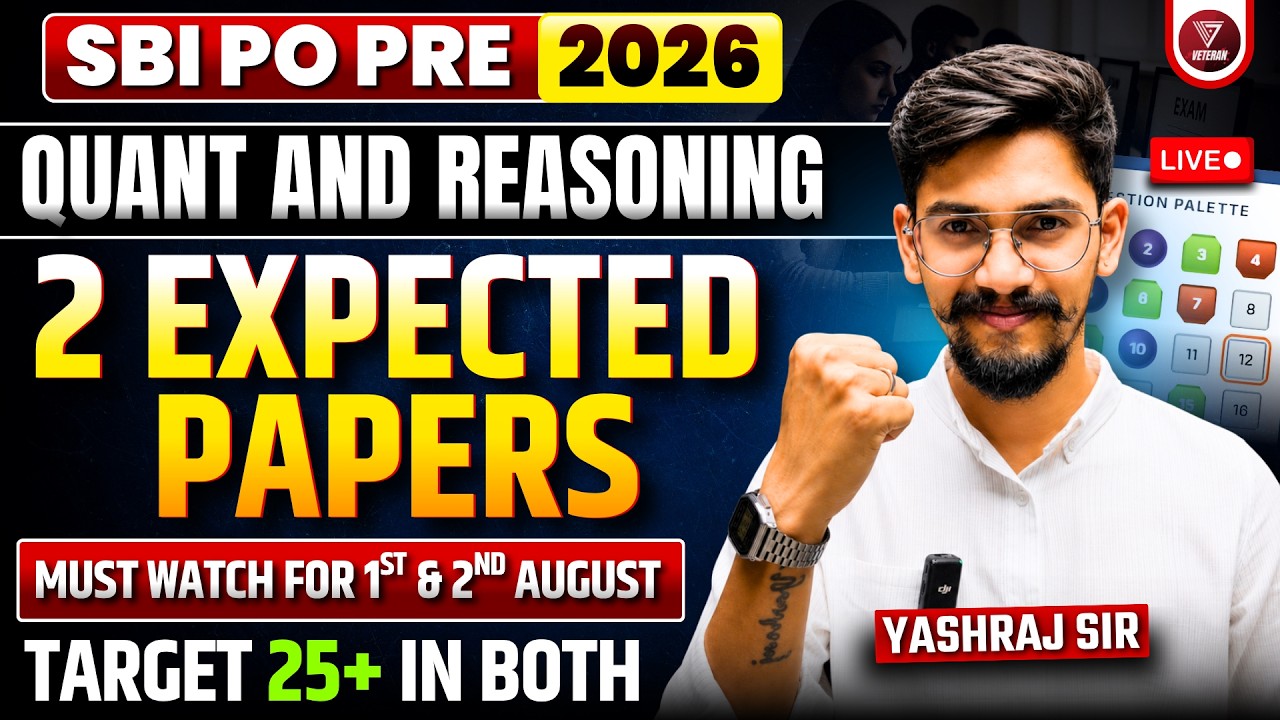 🏅Expected Paper | SBI PO Prelims 2026 | Yashraj Sir