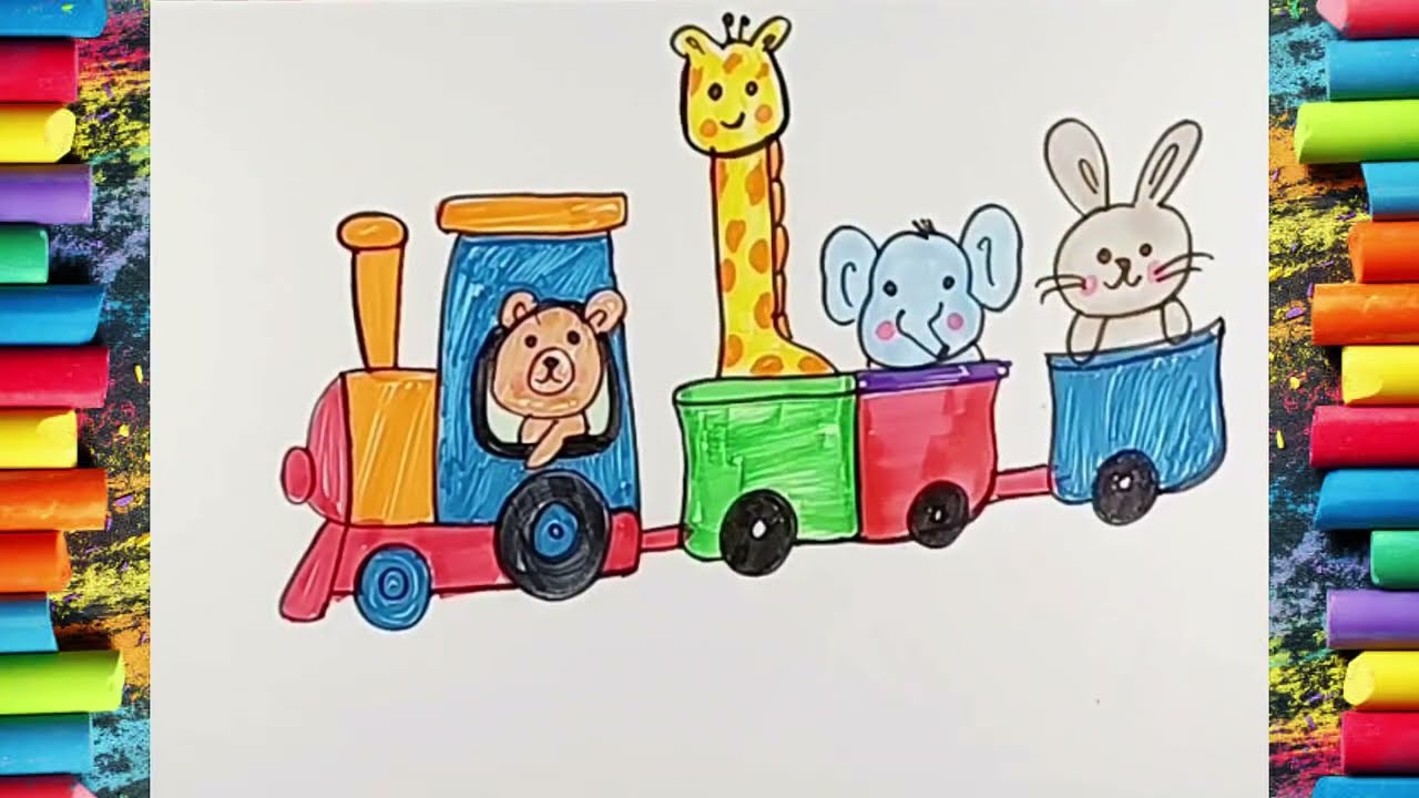 Draw a Cute Animal Train | Easy Step-by-Step Tutorial!