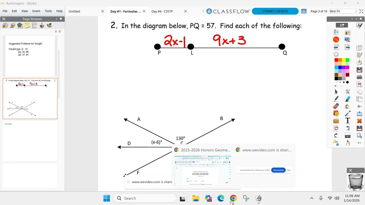 Honors Geometry BC January 14th - MIDTERM REVIEW - Day 1