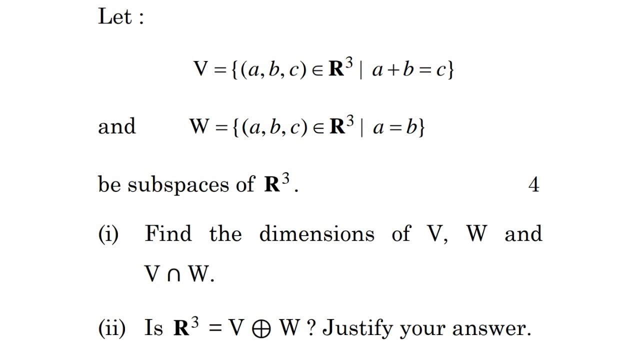 Direct Sum of Subspace || Dec 2021 || #ignou #mte02solvedquestionpaper #linearalgebra #directsum