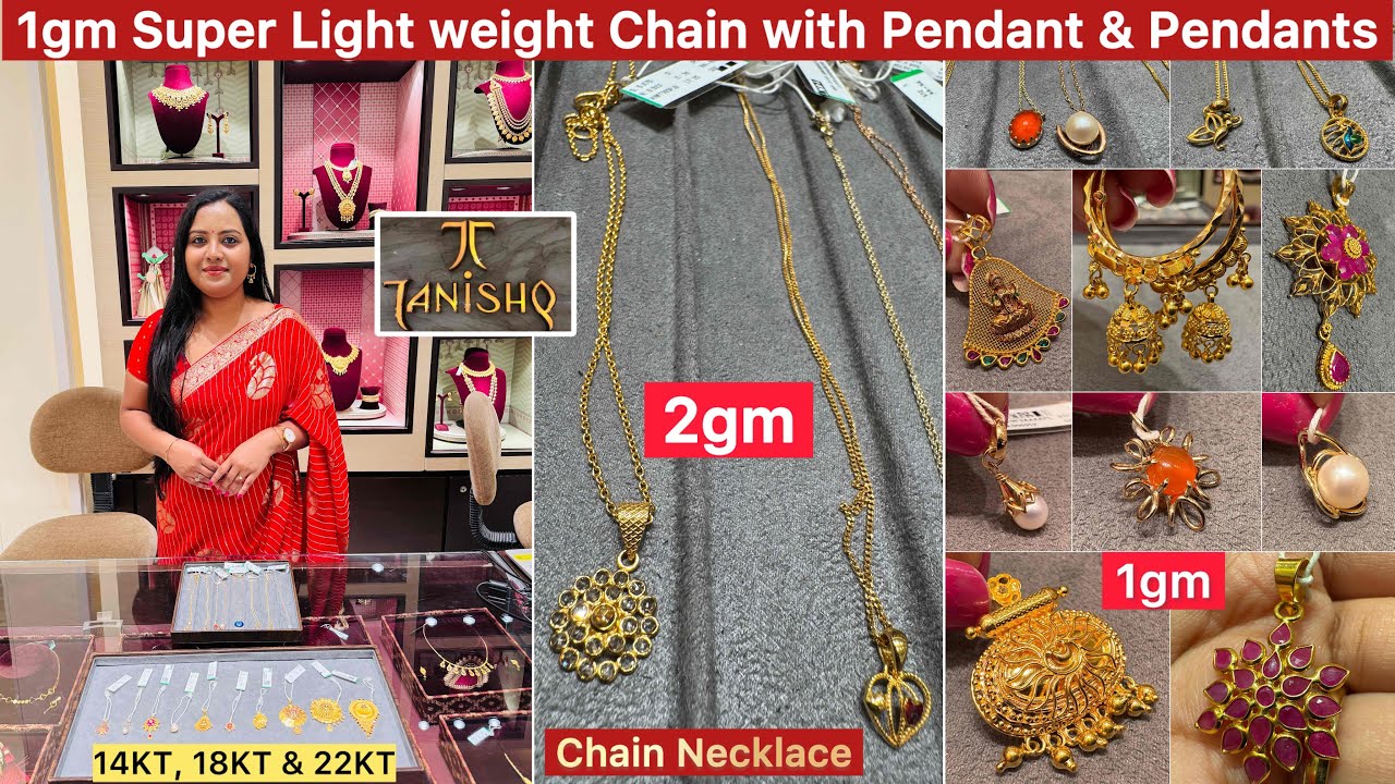 1gm🔥Pocket friendly New Light weight 14KT,18KT & 22KT Gold Chain with pendant &Pendants from Tanishq
