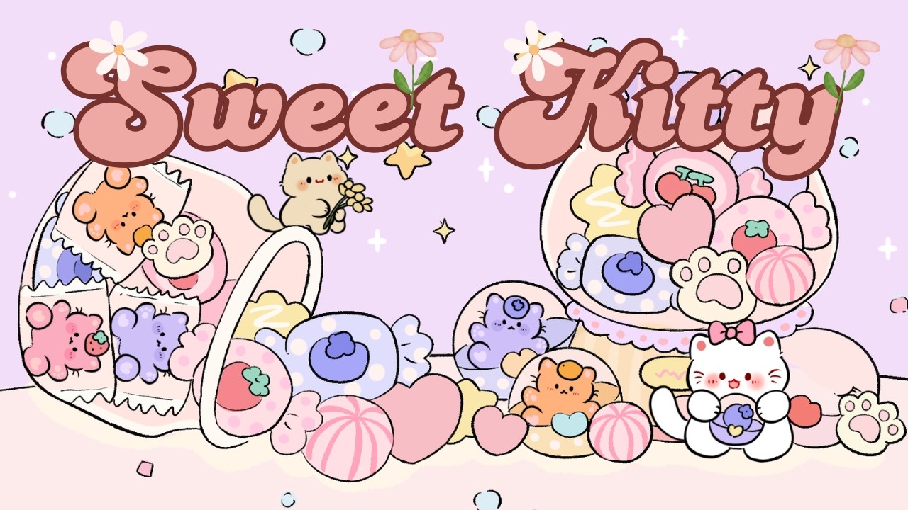 Sweet Kitty 🍭🍬Lofi Kitty🍧🍓2 Hour Cafe Song 🧡🍊Stream cafe☕ cute & relaxing 🎶 Make Your Day Better