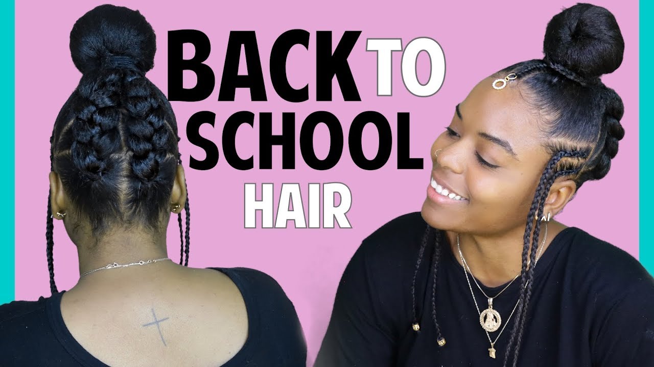 DOUBLE FRENCH BRAID BUN WITH FULANI BRAIDS