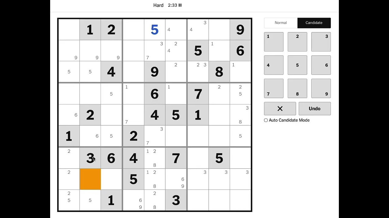The New York Times Hard Sudoku - February 3rd 2026 (Solution/Walkthrough)