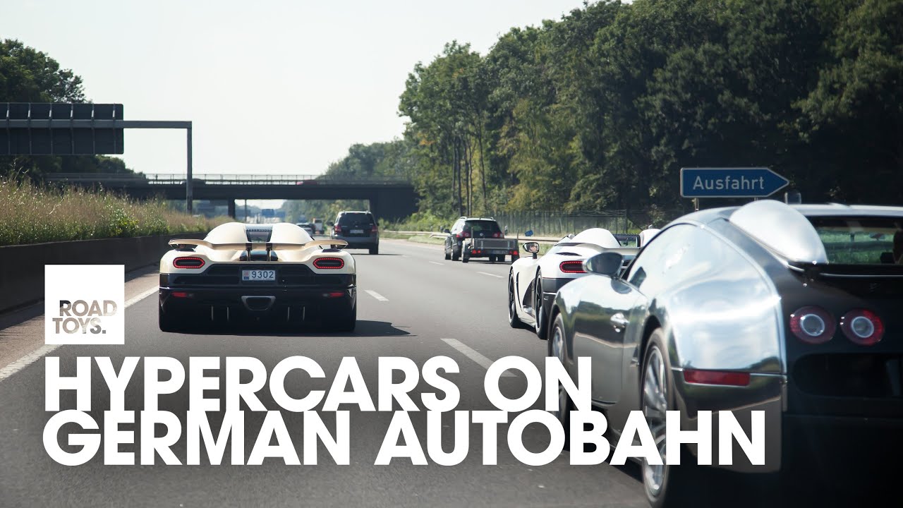 3 Koenigseggs, Bugatti Veyron, 918 Spyder on german Autobahn!!! Tunnel sounds!