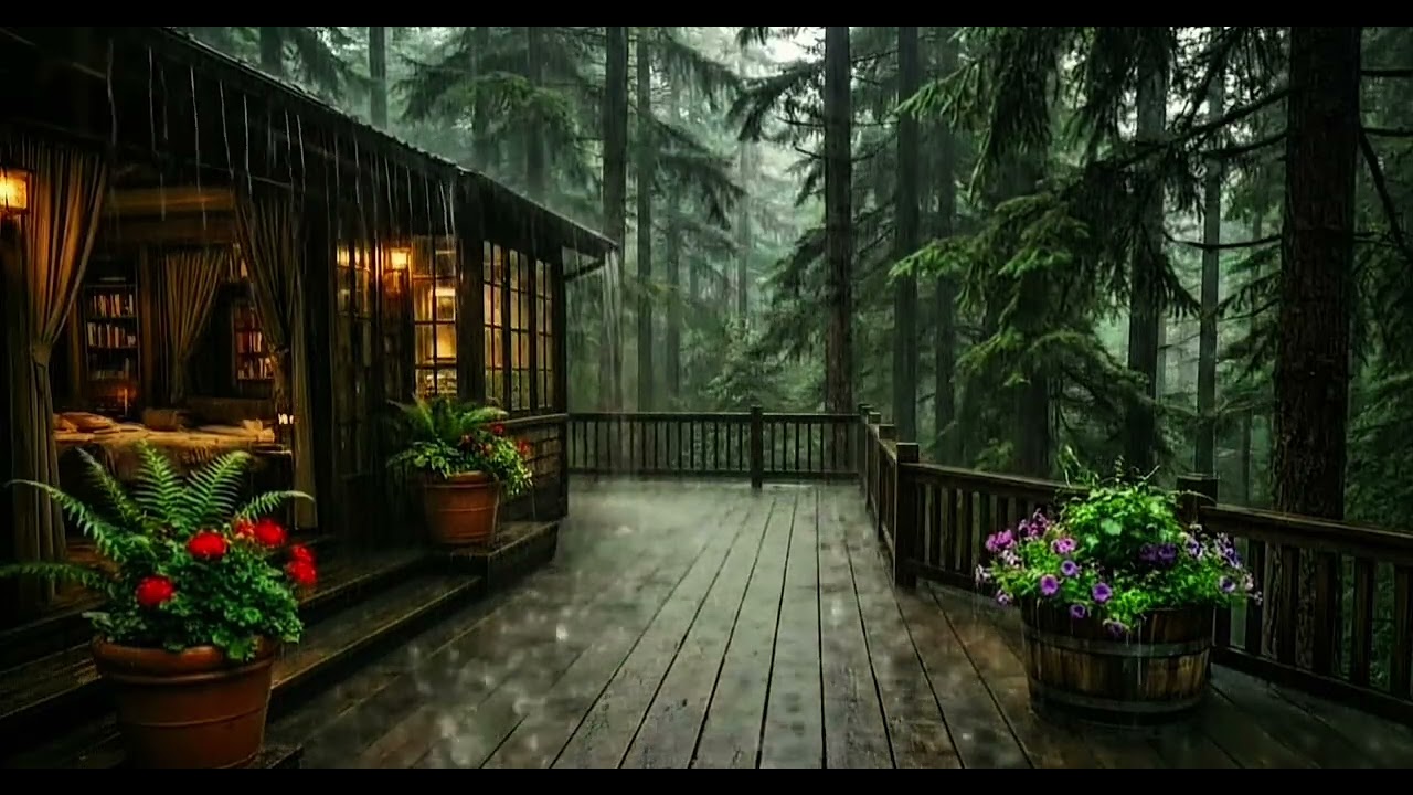 Rain Sounds for Deep Sleep | Cozy Forest Cabin Ambience