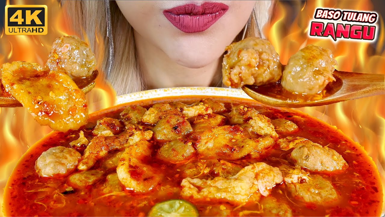 ASMR 💥😋BAKSO TULANG RANGU KUAH MERCON CEU ONAH 🔥 SPICY  BEEF CARTILAGE MEATBALLS (4k)
