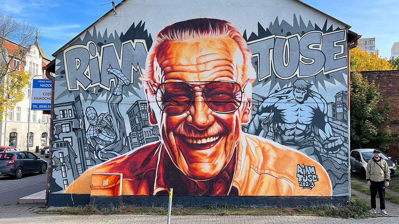 Making of graffiti mural - Tribute to Stan Lee - Riam & Tuse