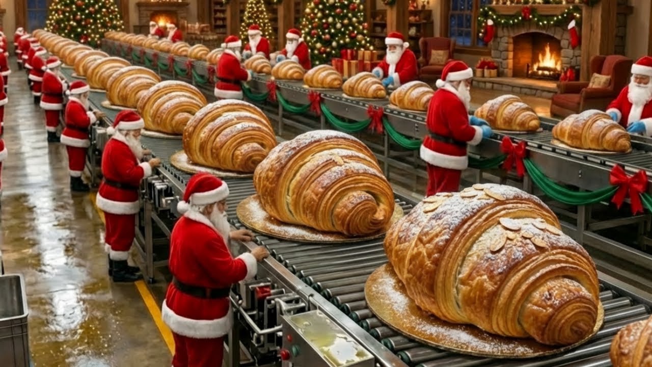 Inside the Christmas Bakery Factory: The Hidden Process Behind Croissants (Full Process)