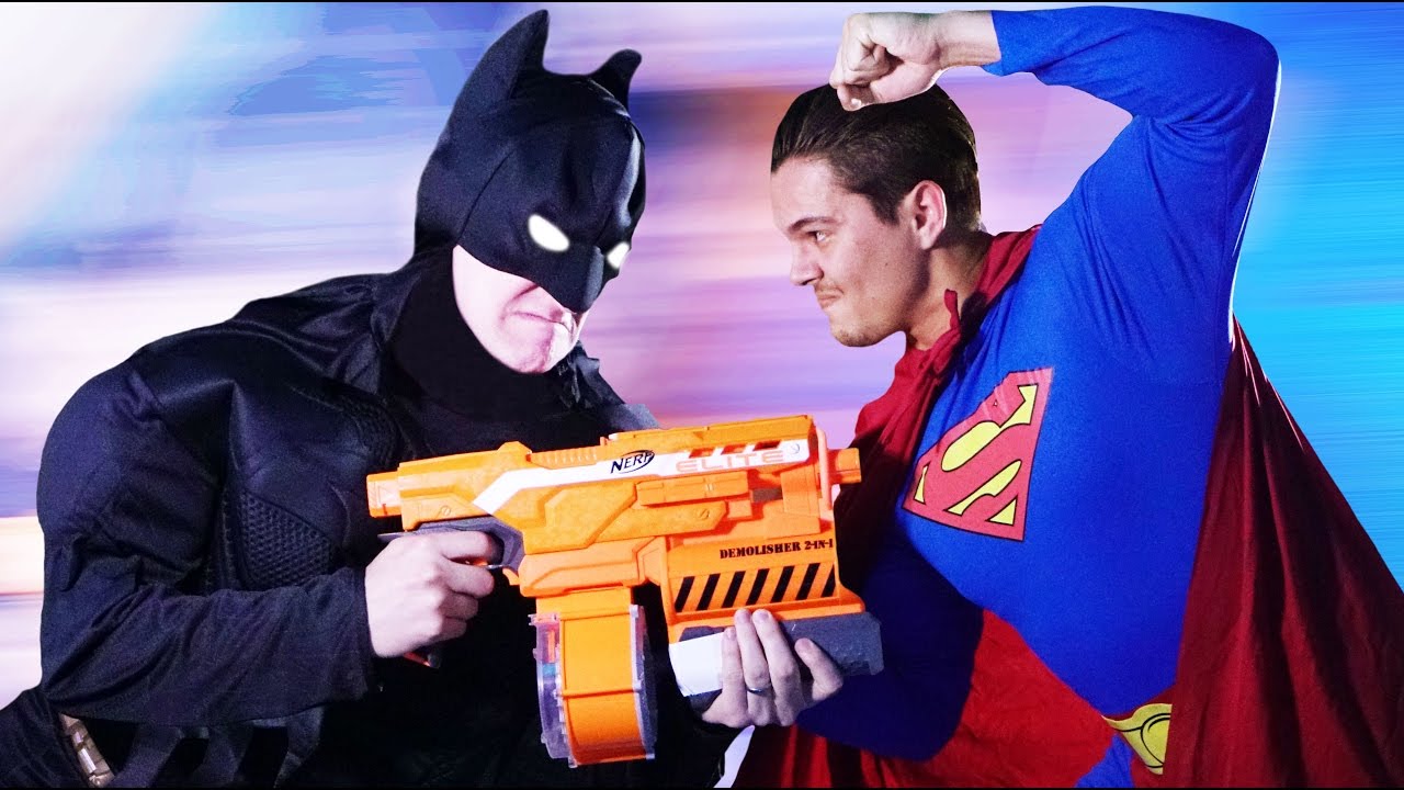 NERF Batman vs Superman Challenge!