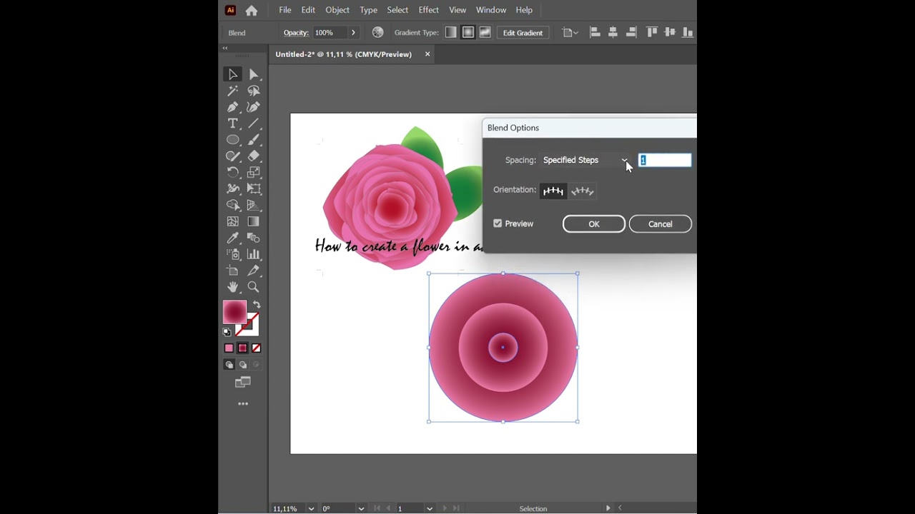 How to create a rose flower in adobe illustrator