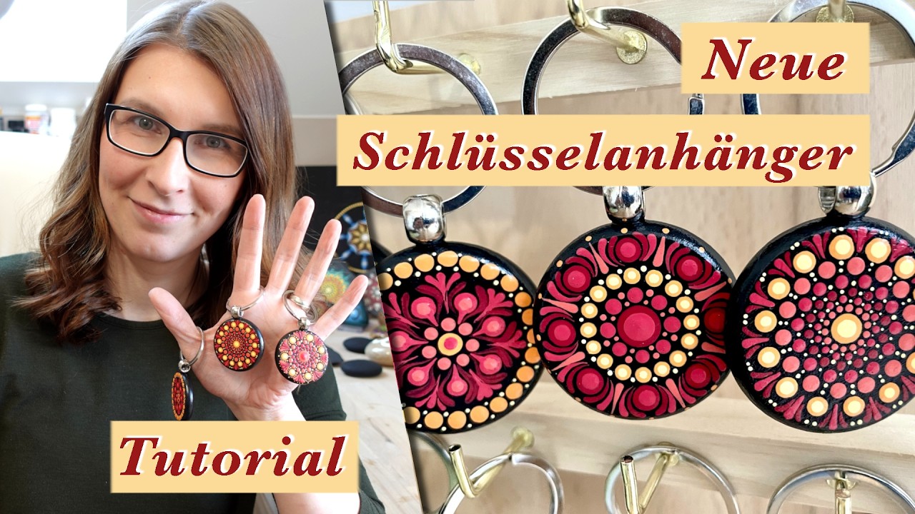 2 rote DOT ART SCHL&Uuml;SSELANH&Auml;NGER auf neuem Rohling I Tipps zum SELBERMACHEN I Dot painting tutorial