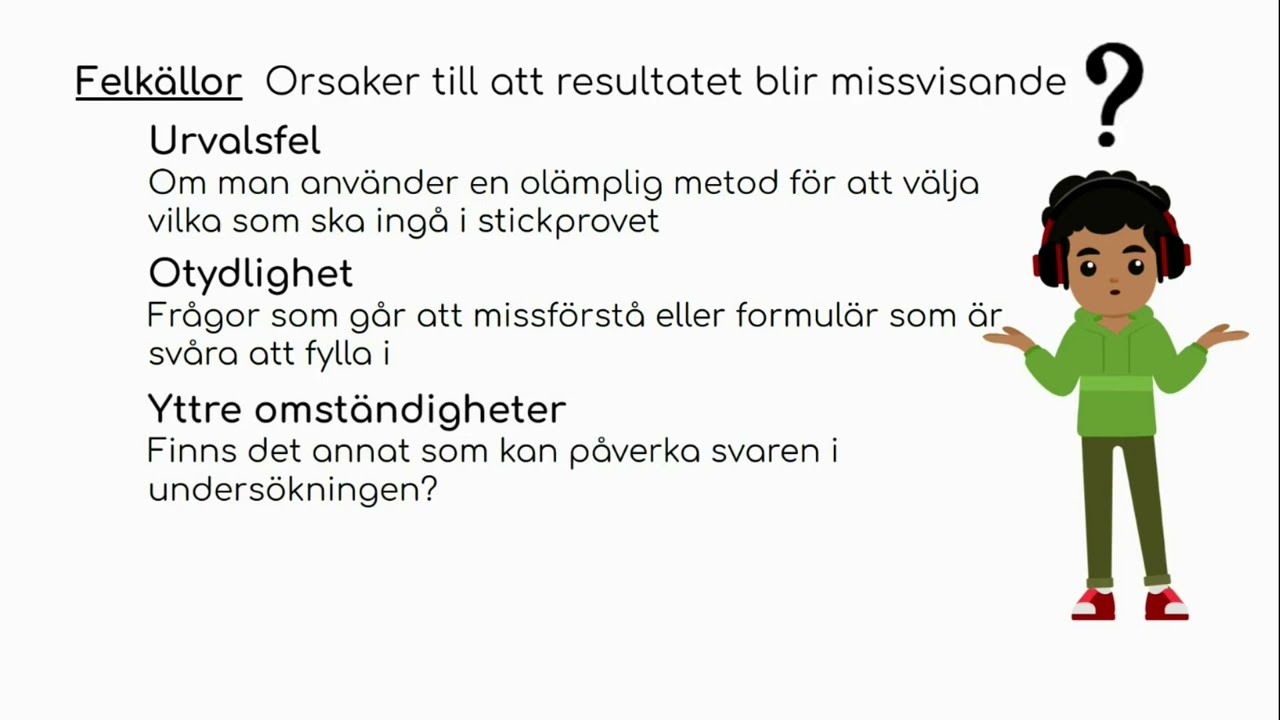 Matematik 1b statistik del 2 av 4: Bortfall och felkällor