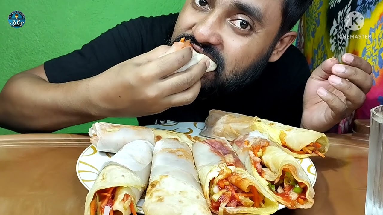 Eating asmr big bites egg roll eating food eating mukbang