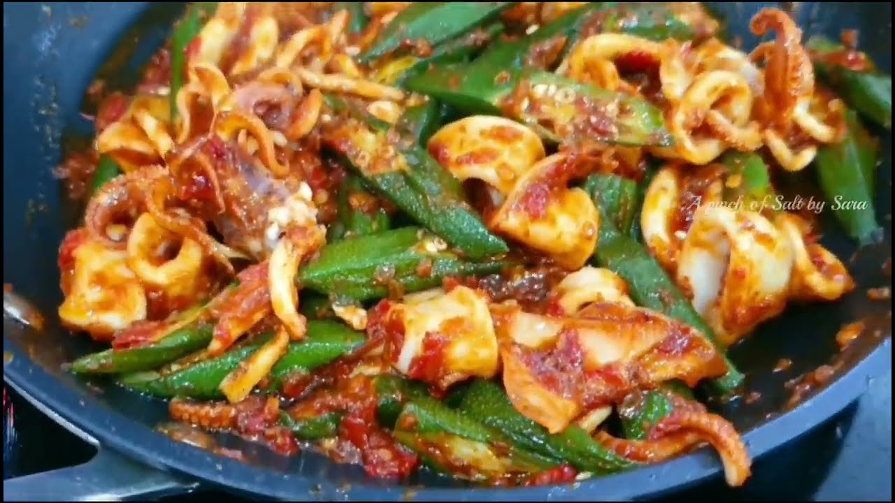 Spicy Okra / Lady Finger with Squid / Sotong Masak Sambal Bendi / Cara masak 2 in 1 combo