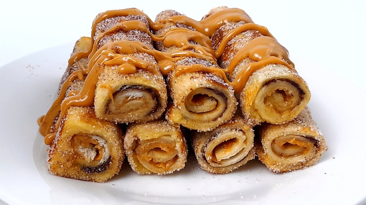 Nutella French Toast Rolls|Super Easy Peanut Butter Bread Rolls Perfect for Beginners