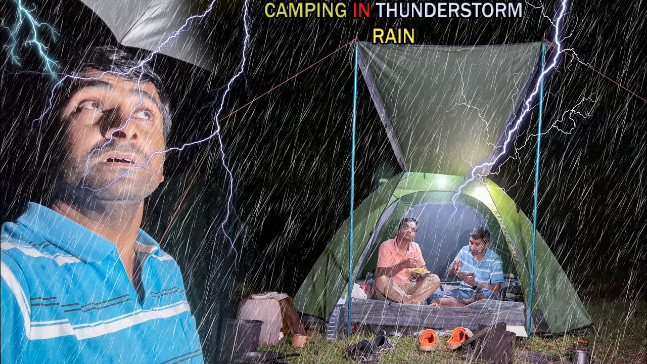 ⛈️ Camping In HEAVY RAIN ⚡ Thunderstorm & Lightning | Rain Camping Video #raincamping