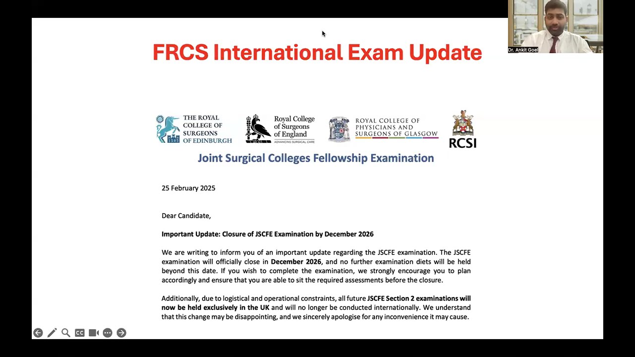 Closure of International FRCS Exam | JSCFE exam cease to be conducted after 2026| Important Update