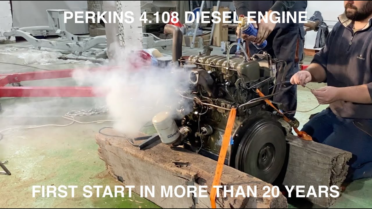 Perkins 4.108 diesel engine FIRST START in more than 20 years - Jeep Willys CJ3B