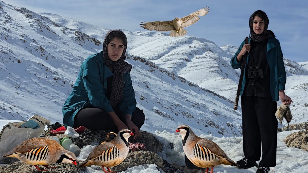 Nomadic Girl&rsquo;s Harsh Mountain Life🗻❄️|Bird hunting and survival life in harsh conditions🐦