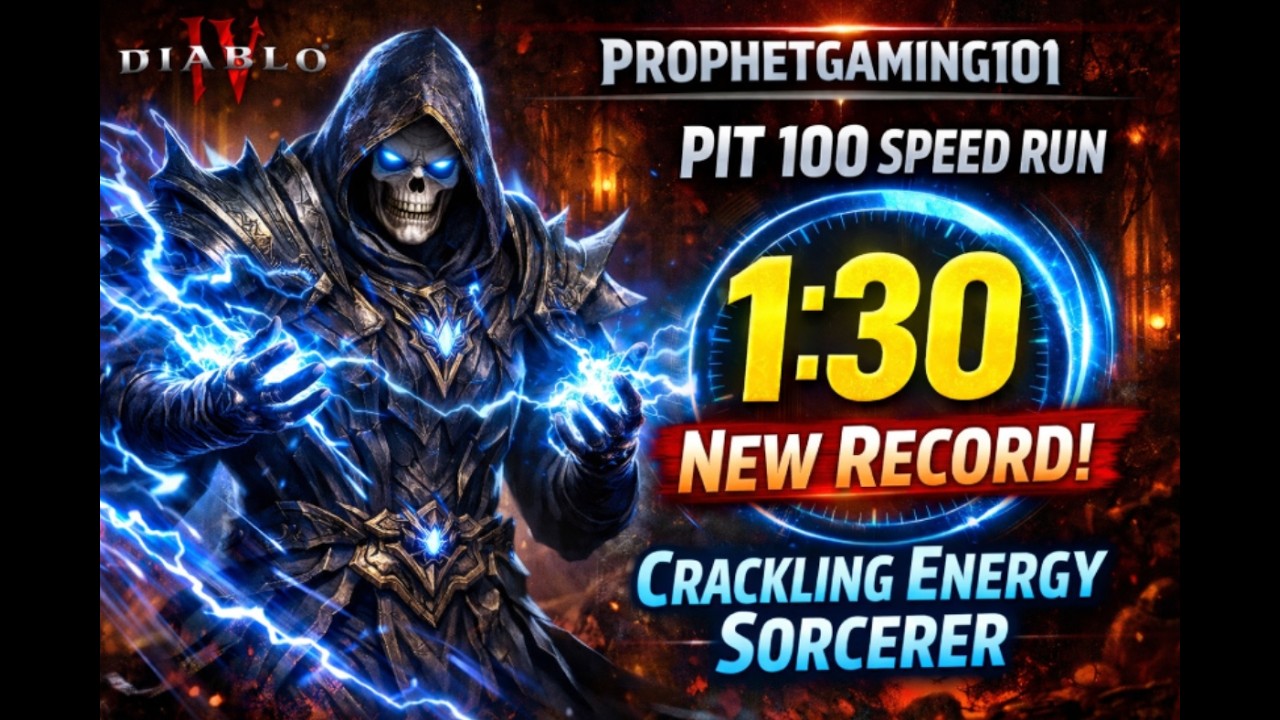 Diablo 4 S11 Pit 100 Speed Run 1:30 Crackling Energy Sorcerer Blasting
