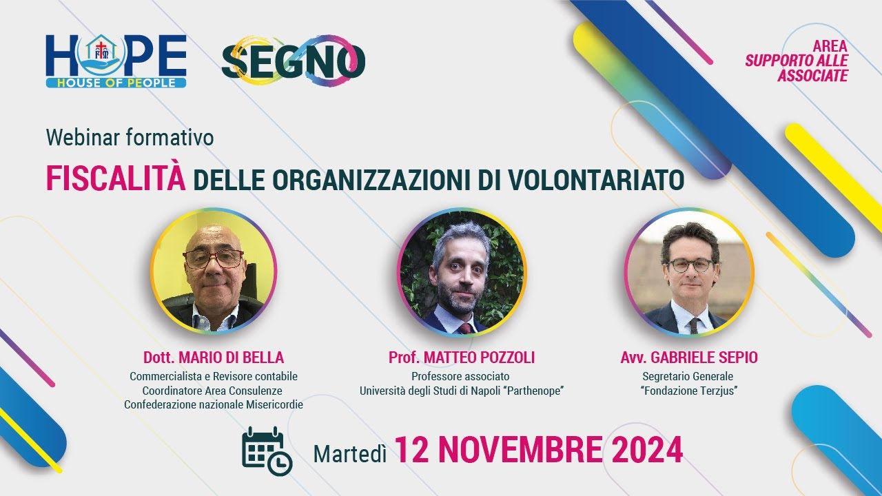 🖥️ Webinar: fiscalità delle organizzazioni di volontariato