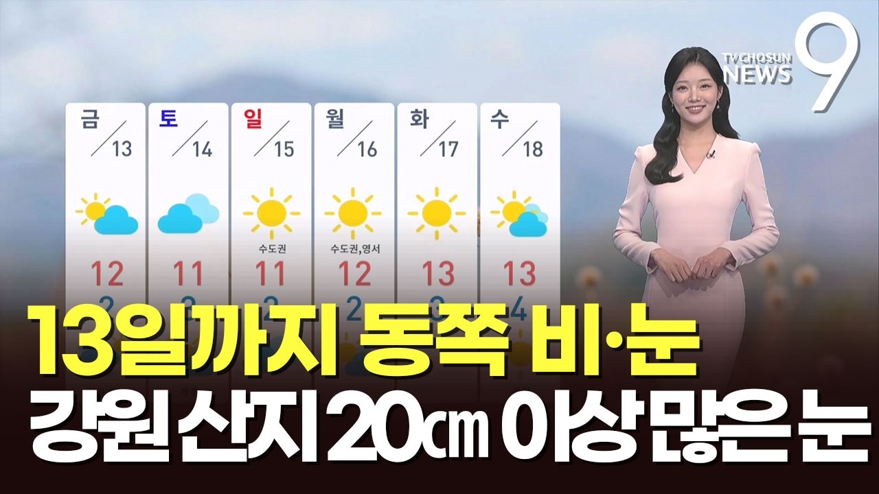 [날씨] 13일까지 동쪽 비·눈…강원 산지 20㎝ 이상 많은 눈 [뉴스9]