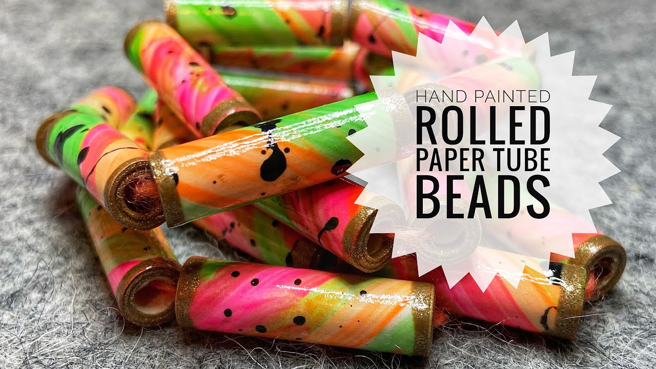 Hand Painted Rolled Paper Tube Beads - DIY Tutorial Paper Craft