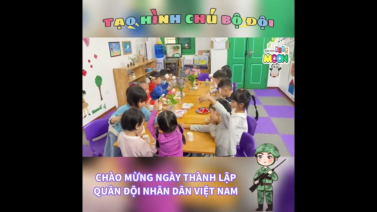 TIẾT HỌC: “TẠO HÌNH CHÚ BỘ ĐỘI” | Trường Mầm Non Kid's Moon