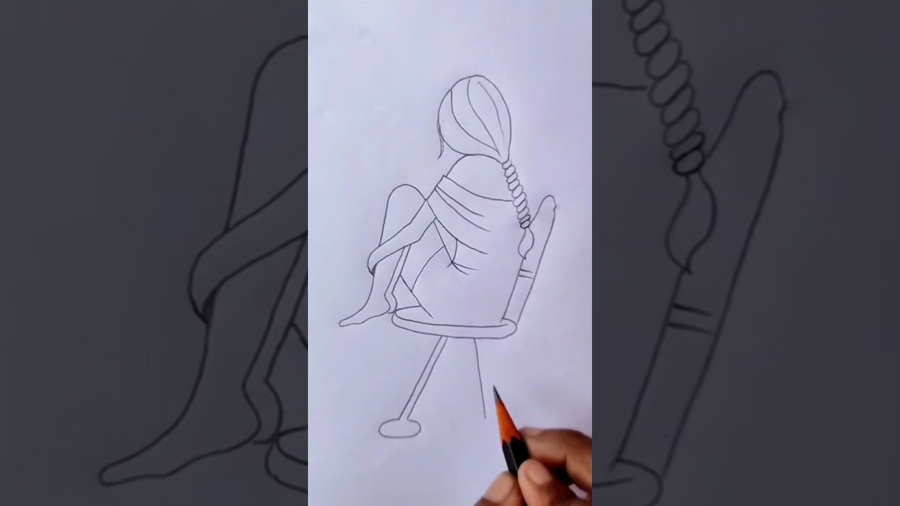 sad girl easy drawing tutorial #drawing #girl #shorts #yt #ytshort #art